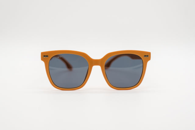 Gafas infantiles ACWIN Duna en color camel mostaza con diseño de montura redondeada tipo pantalla.