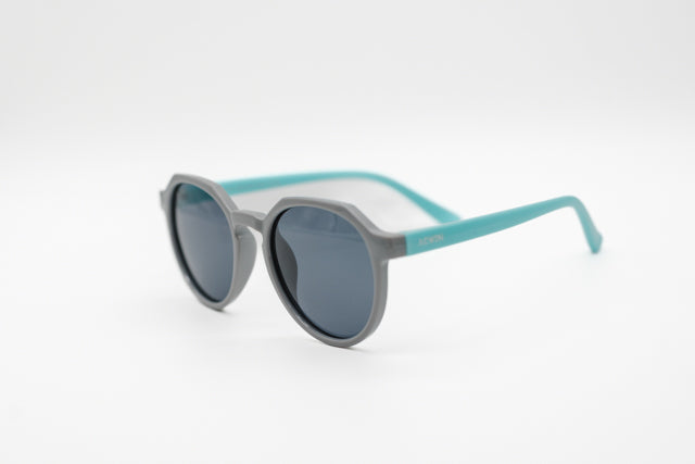 Gafas infantiles ACWIN Luna grises con patillas turquesa menta y montura geométrica hexagonal. - Vista 2