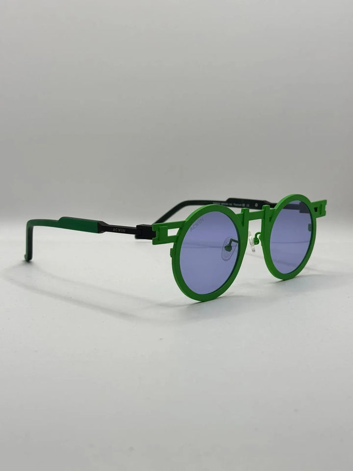 Gafas de sol Titanio Mikonos vista lateral lentes azules 01