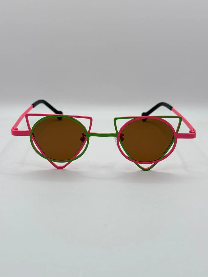 Gafas de sol Titanio Syros detalle geometrica lentes marrones